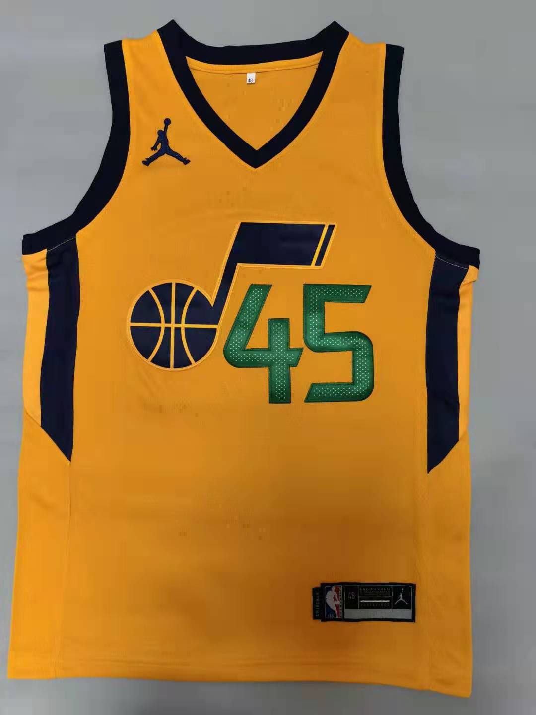 Men Utah Jazz 45 Mitchell Yellow 2021 Game NBA Jerseys